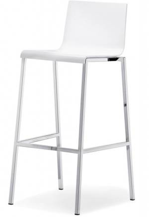 Стул барный пластиковый Kuadra сатинированный стальной, белый 470х550х1085 мм