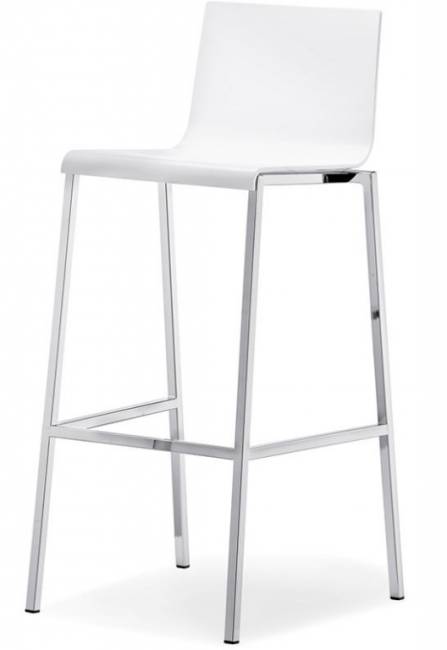 Стул барный пластиковый Kuadra сатинированный стальной, белый 470х550х1085 мм