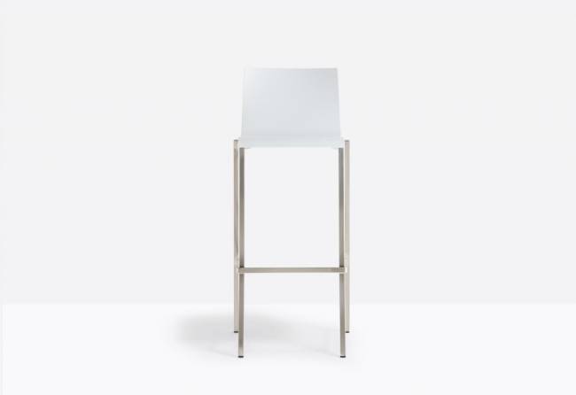 Стул барный пластиковый Kuadra сатинированный стальной, белый 470х550х1085 мм