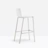 Стул барный пластиковый Kuadra сатинированный стальной, белый 470х550х1085 мм