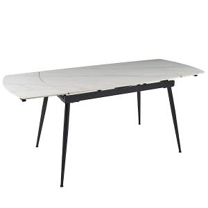 Стол керамический раскладной Astra 120-180*80*76 белый мрамор/черный