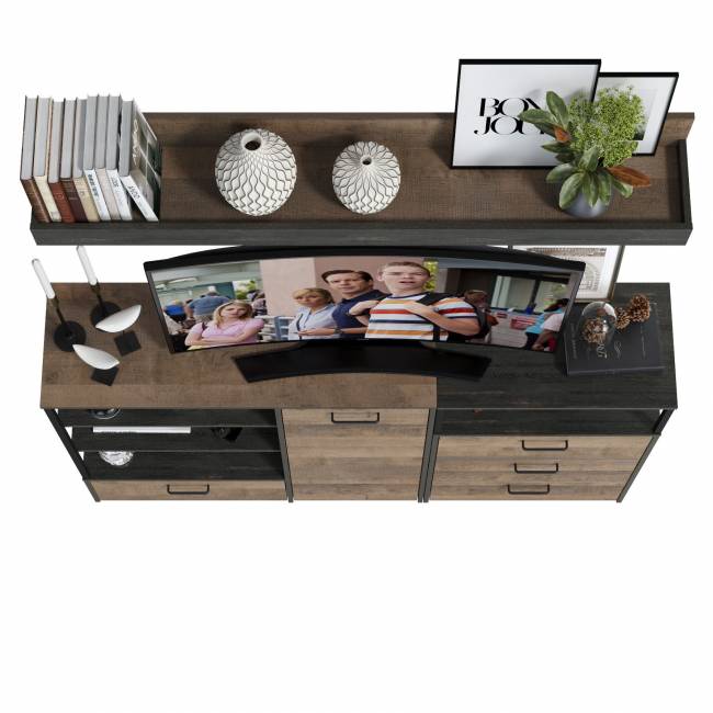 Комод с дверкой и комод с ящиками с навесной полкой Трувор цвет дуб гранж песочный/интра