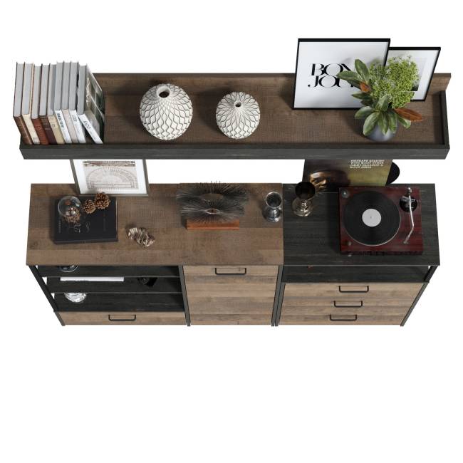 Комод с дверкой и комод с ящиками с навесной полкой Трувор цвет дуб гранж песочный/интра