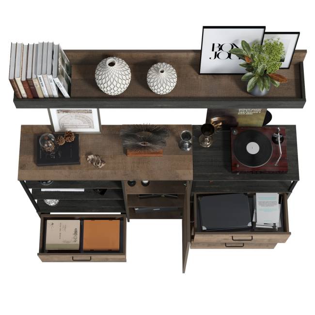 Комод с дверкой и комод с ящиками с навесной полкой Трувор цвет дуб гранж песочный/интра