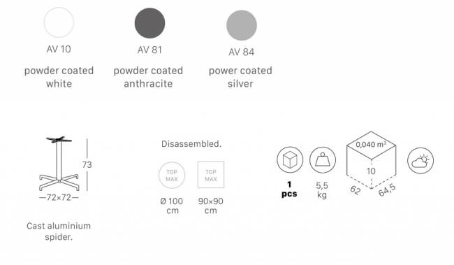 Подстолье металлическое Maxi Domino белый 720х720х730 мм