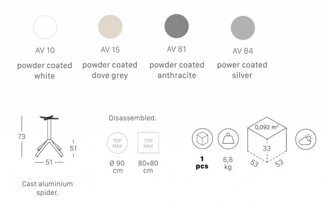 Подстолье металлическое Nemo антрацит 510х510х730 мм