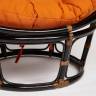 Кресло PAPASAN/ПАПАСАН 23/01 W  /с подушкой/ диаметр подушки 122 см, 115х101х104 см, Antique brown (античный черно-коричневый), ткань Оранжевый, Antique brown (античный черно-коричневый)