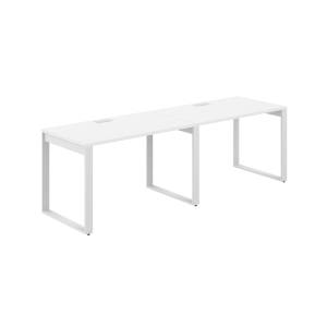 AG.174.WH.L.72.WH / Рабочая станция s-b-s 2400х700х750 / профиль О-образный: 70х20 белый; лючок: серебро; столешница: белый