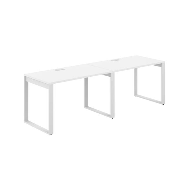 AG.174.WH.L.72.WH / Рабочая станция s-b-s 2400х700х750 / профиль О-образный: 70х20 белый; лючок: серебро; столешница: белый