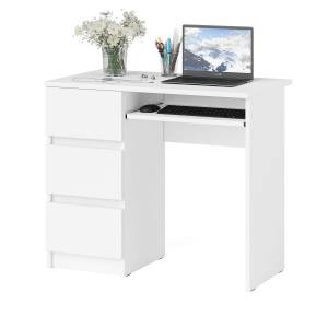 Стол компьютерный три ящика Мори МС-6 левый цвет белый