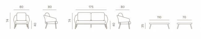 Комплект плетеной мебели Atol антрацит, темно-серый, серый Комплект плетеной мебели Atol антрацит, темно-серый, серый