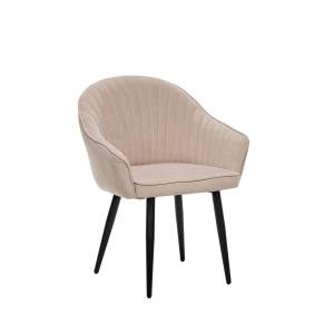 Стул с подлокотниками Leset Вайд, каркас Черный, велюр Бежевый Бежевый Черный