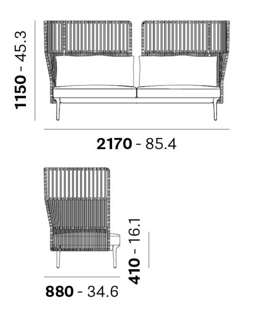 Диван плетеный Reva Cocoon антрацит, серый 2170х880х1150 мм Диван плетеный Reva Cocoon антрацит, серый 2170х880х1150 мм