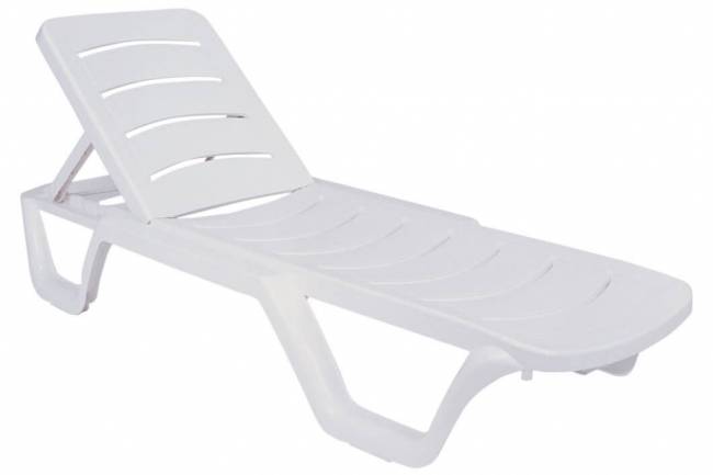 Шезлонг-лежак пластиковый Bahama белый 1870x540x300 мм