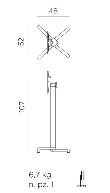 Подстолье металлическое барное складное Scudo High белый 520х480х1070 мм