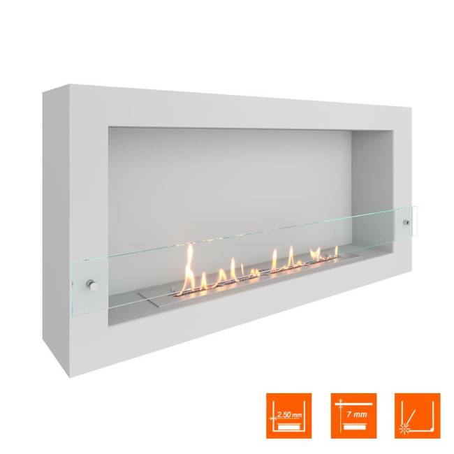 Биокамин SteelHeat WALL ONE 1100 белый (Стекло + Стемалит)