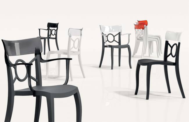 Стул пластиковый Opera-S черный, белый 490х550х840 мм