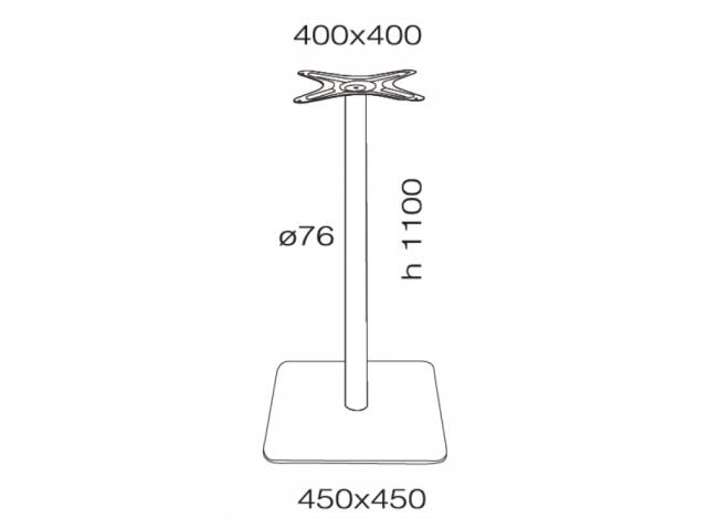 Подстолье металлическое барное Lotus Square 450х450х1100 мм