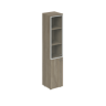 WN.712.OD.OD.AL.L / Шкаф высокий 400х400х1955 со стеклом, з.ст ЛДСП, левый / дуб темный, алюминиевая рамка, стекло прозрачное