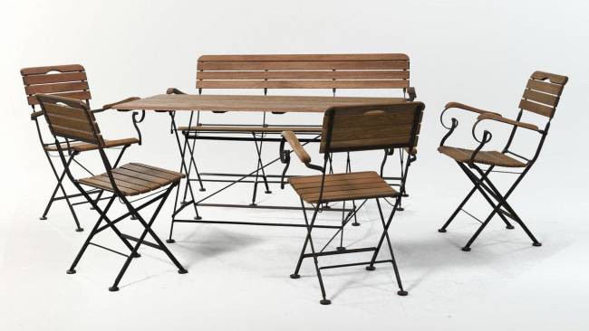 Стол прямоугольный 150*80 см + скамья  + 4 стула с подлокотниками