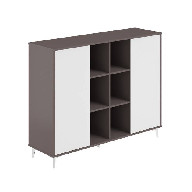 SR.303.WF.WH.WH / Шкаф средний с нишей  1516х450х1200 / корпус: вольфрам; фасады: белый/белый