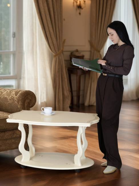 Стол журнальный Берже 3 слоновая кость Стол журнальный Берже 3 слоновая кость