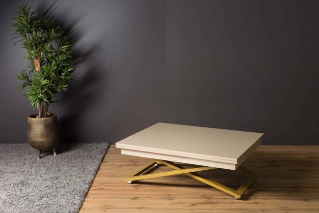 Стол-трансформер Левмар Cross G41/S90 Капучино/золото