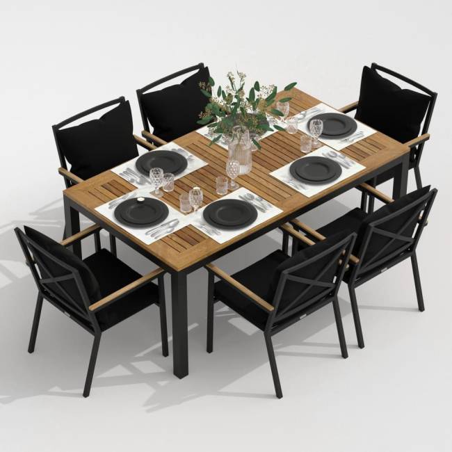 Обеденная группа  TELLA FESTA plus каркас карбон / стол тик 180 / ткань черная