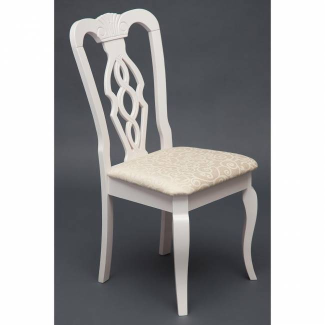 Стул - Афродита/ Aphrodite дерево гевея, 46х54х99см, Ivory white, ткань кремовая с рисунком (3321) (Комплект из 2 шт.) Ivory white, ткань кремовая с рисунком (3321) дерево гевея
