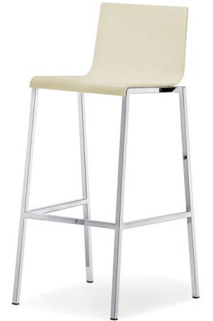 Стул барный пластиковый Kuadra сатинированный стальной, слоновая кость 470х550х1085 мм