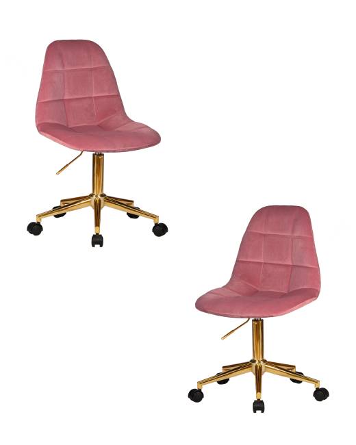 Набор 2 шт Офисное кресло для персонала DOBRIN MONTY GOLD, розовый велюр (MJ9-32)