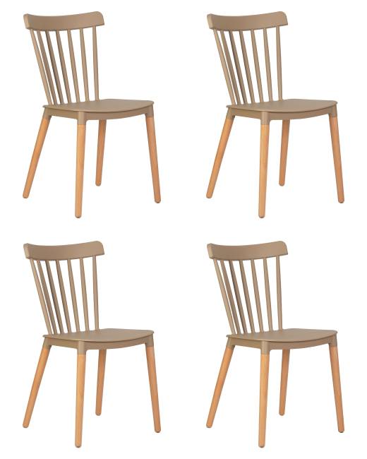 Набор 4 шт Стул обеденный DOBRIN THEO, ножки светлый бук, цвет бежевый (GR-03)