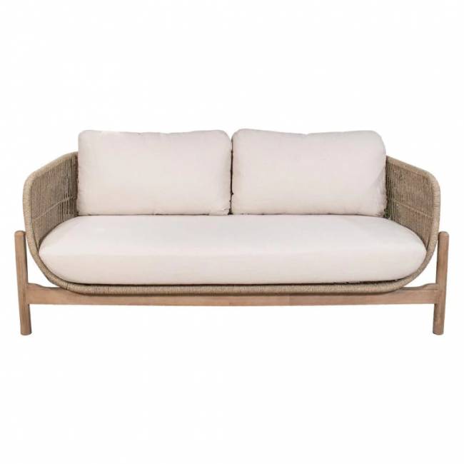 Диван деревянный плетеный двухместный Talara бежевый, лен 1782х799х658 мм