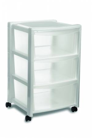 Комод для хранения из пластика с колесами белый (на 3 отделения)