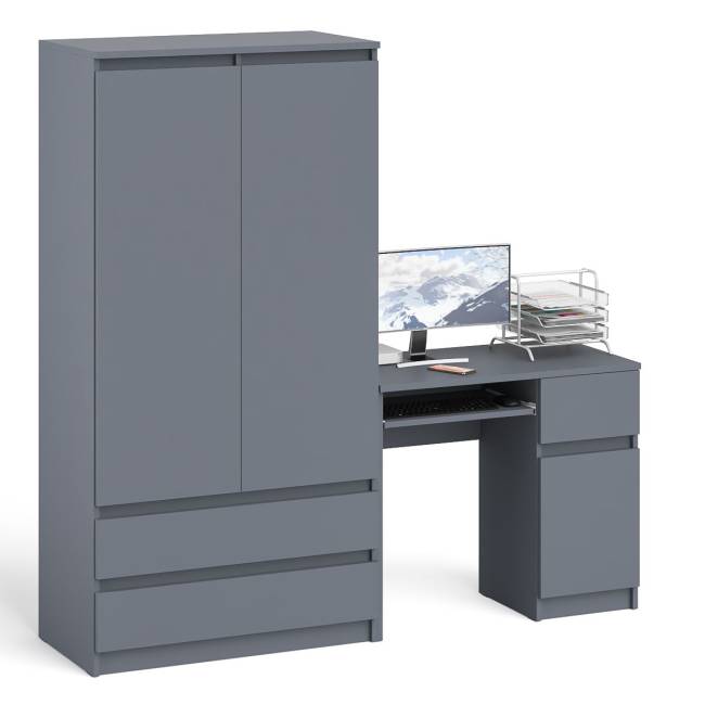 Шкаф-комод Мори МШ900 2 ящика с компьютерным столом МС-1 правым Мори цвет графит
