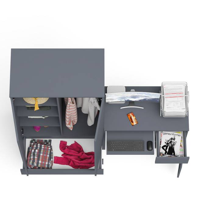 Шкаф-комод Мори МШ900 2 ящика с компьютерным столом МС-1 правым Мори цвет графит