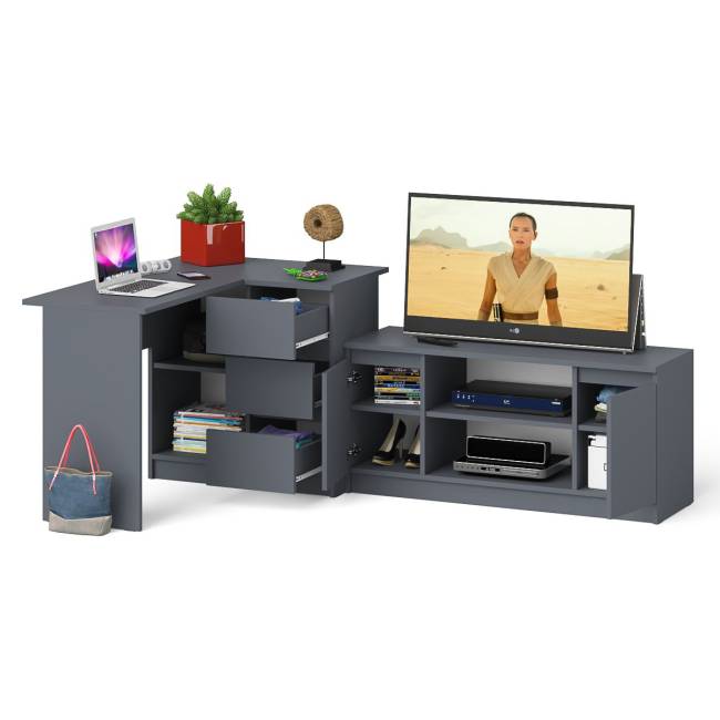 Компьютерный стол угловой МС-16 правый и тумба широкая 1200 Мори цвет графит