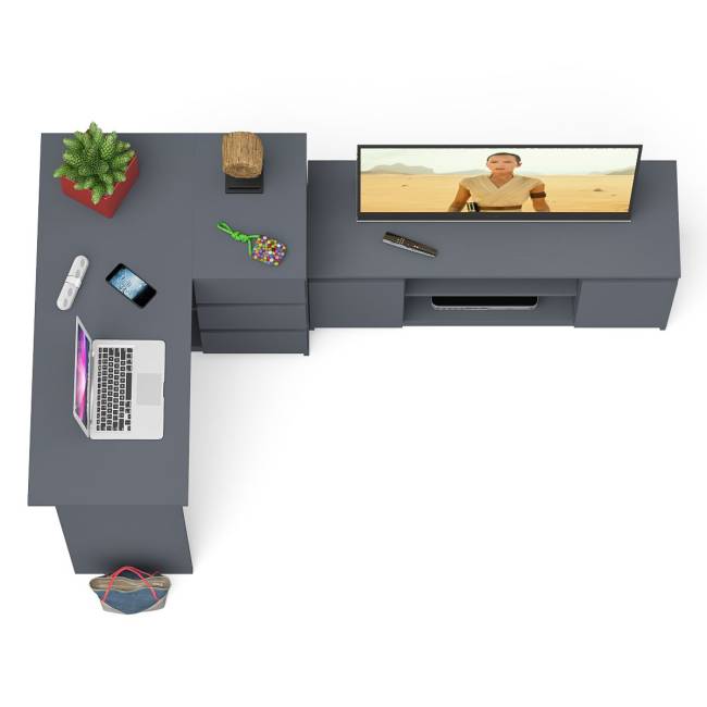 Компьютерный стол угловой МС-16 правый и тумба широкая 1200 Мори цвет графит