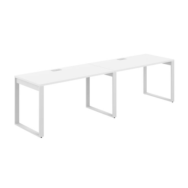 AG.175.WH.L.72.WH / Рабочая станция s-b-s 2800х700х750 / профиль О-образный: 70х20 белый; лючок: серебро; столешница: белый