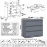 Комод три ящика Мори 800 с письменным столом 1200 и навесной полкой 1200 цвет графит