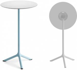 Стол ламинированный барный складной Tripe Folding голубой, белый Ø600х1100 мм