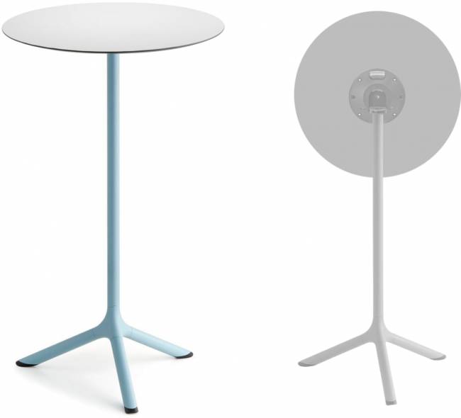 Стол ламинированный барный складной Tripe Folding голубой, белый Ø600х1100 мм