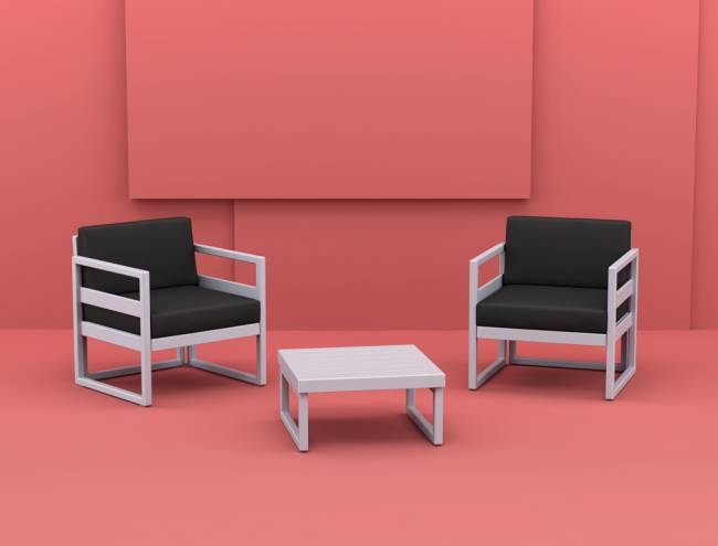 Комплект пластиковой мебели Mykonos серебристый, черный