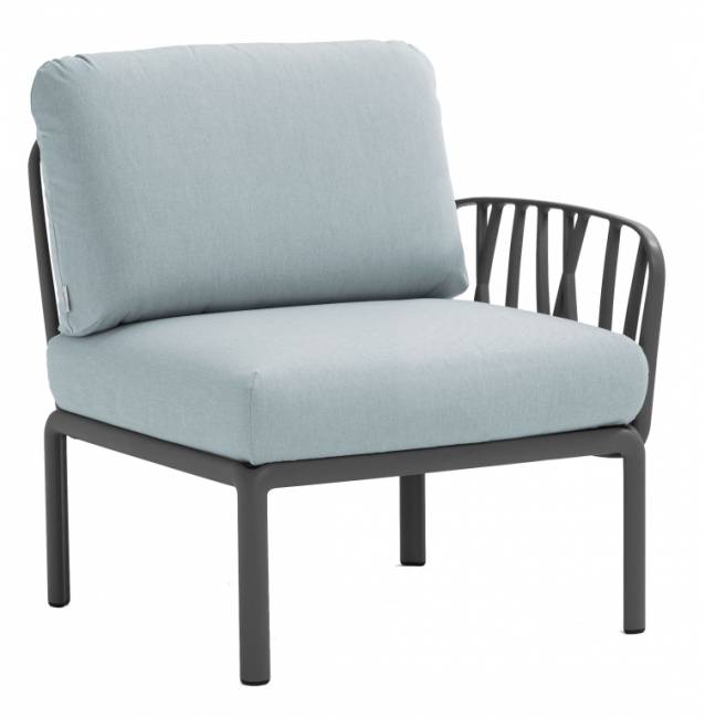 Модуль правый/левый пластиковый с подушками Komodo Elemento Terminale DS/SX антрацит, лед 745х780х900 мм