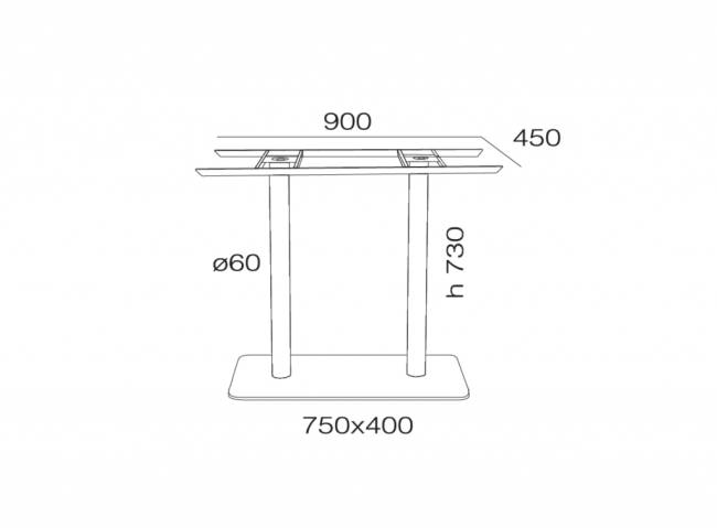 Подстолье металлическое Lotus Square 750х400х730 мм
