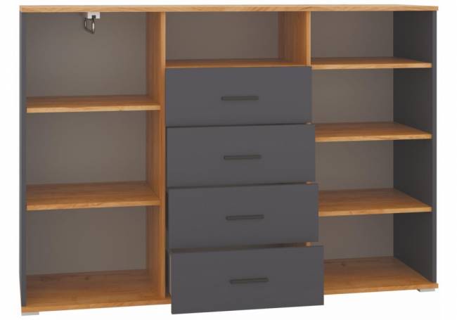 Комод Кассандра 154 дуб крафт золотой / антрацит