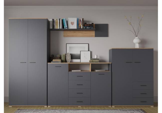 Комод Кассандра 154 дуб крафт золотой / антрацит