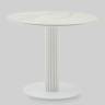 Стол круглый Терралино D90 верх керамика белый матовый, основание металл белый