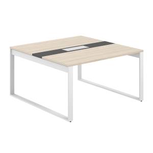 AG.2-1414.AR.72.WH.AN / Стол для переговоров 1400х1438х750 / профиль О-образный: 70х20 белый; лючок: серебро; столешница: ак.равелло вставка антрацит