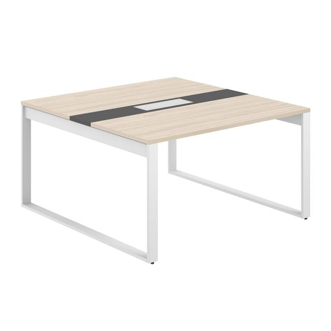 AG.2-1414.AR.72.WH.AN / Стол для переговоров 1400х1438х750 / профиль О-образный: 70х20 белый; лючок: серебро; столешница: ак.равелло вставка антрацит